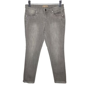 Earl Jeans Skinny Ankle Mid-rise Bling Pocket Gray Denim Jeans Size 6P